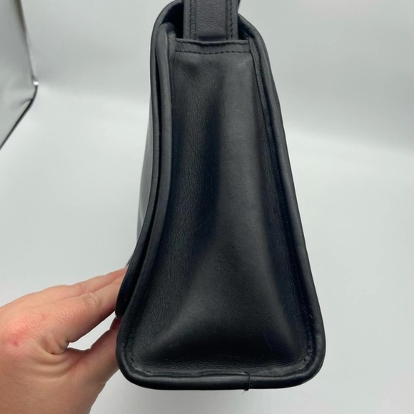 🔴 Coach Vintage Leather Aero Flap Bag 9054 Black Shoulder Bag - Picture 4 of 6